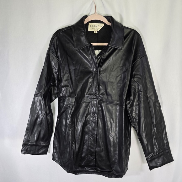 Pleather Black Long jacket - Picture 1 of 2